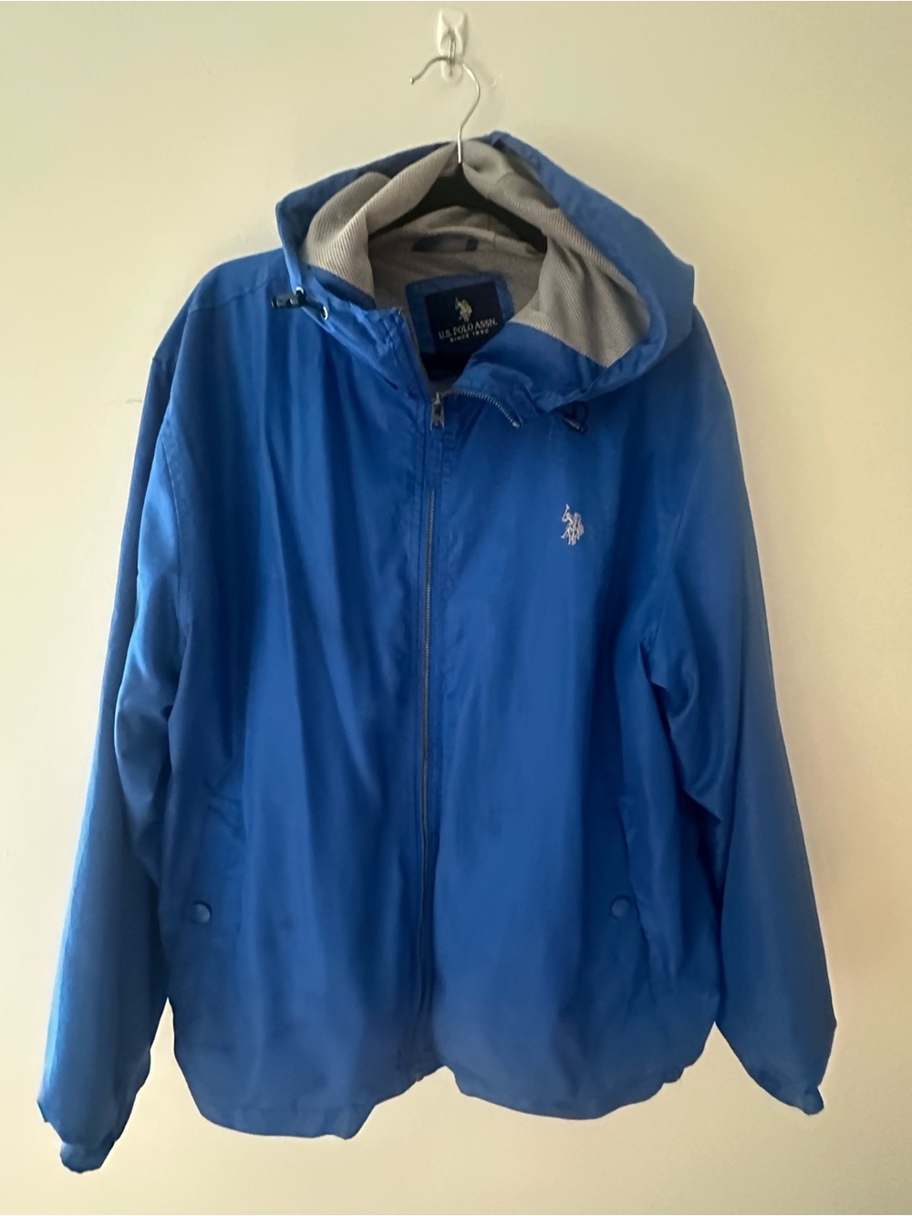U.S. Polo Assn. Men's Royal Blue Hooded Windbreaker